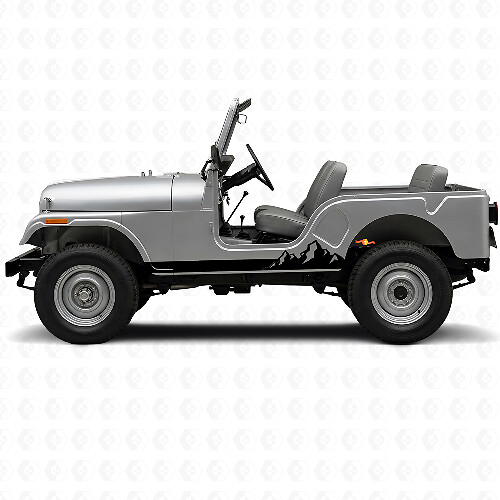 Mountains Thin Stripes Side Vinyl Decal for Jeep CJ-5 1955-1983_1