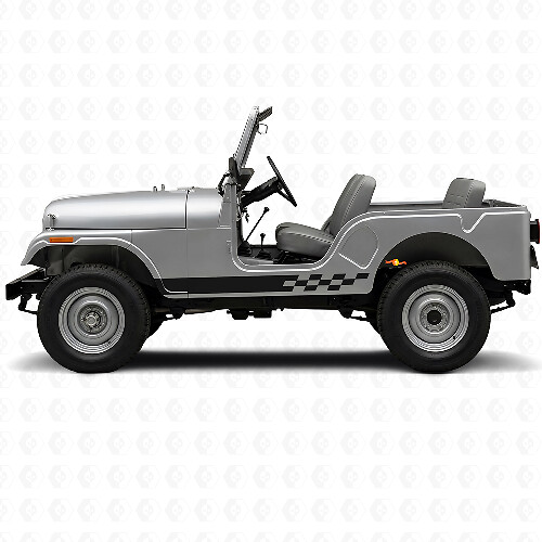 Checkered Stripes Side Vinyl Decal for Jeep CJ-5 1955-1983_1