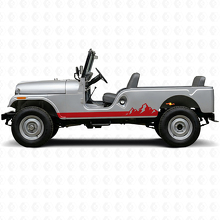 Mountains Thin Stripes Side Vinyl Decal for Jeep CJ-6 1955-1975_3