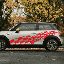 Huge Checkered Flag Side Doors Decal Sticker For Mini Cooper 3