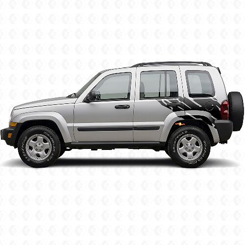Mud Splash Graphic Rear Side Vinyl Decal for Jeep Liberty 2002-2012
