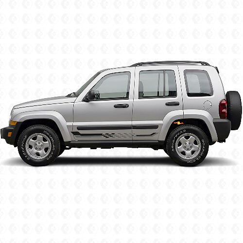 Checkered Flag Side Stripes Vinyl Decal for Jeep Liberty 2002-2012