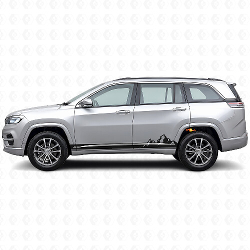 Mountains Thin Stripes Side Vinyl Decal for Jeep Commander Meridian 2021+_1
