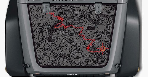 Topographic Map & Road Track Hood Vinyl Decal Sticker for Jeep Wrangler