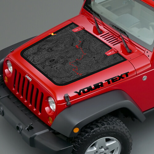 Topographic Map Style Hood Vinyl Decal for Jeep Wrangler TJ LJ JK Unlimited