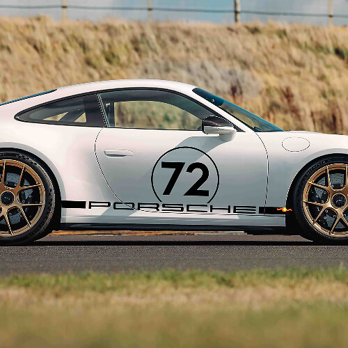 72 Racing Style Side Vinyl Decal for Porsche 911 GT3_1