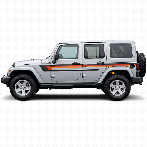 Triple Stripes Door Side Vinyl Decal for Jeep Wrangler JK 2007-2018