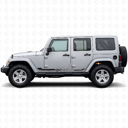 Checkered Flag Side Stripes Vinyl Decal for Jeep Wrangler JK 2007-2018