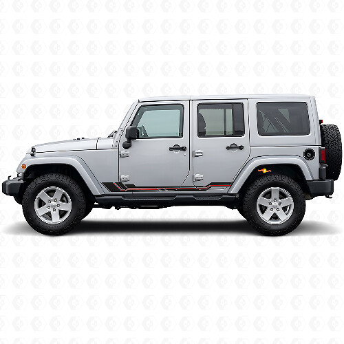 Curved Lines Rocker Panel Vinyl Decal for Jeep Wrangler JK 2007-2018