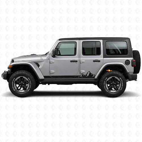 Mountains Thin Stripes Side Vinyl Decal for Jeep Wrangler JL 2018+