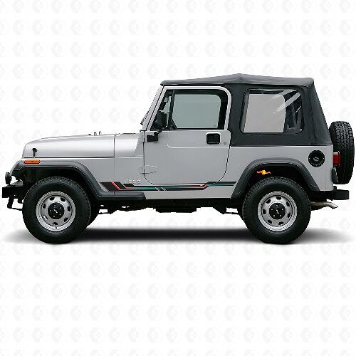 Curved Lines Rocker Panel Vinyl Decal for Jeep Wrangler YJ 1987-1995