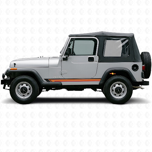 Vintage Straight Stripes Side Vinyl Decal for Jeep Wrangler YJ 1987-1995