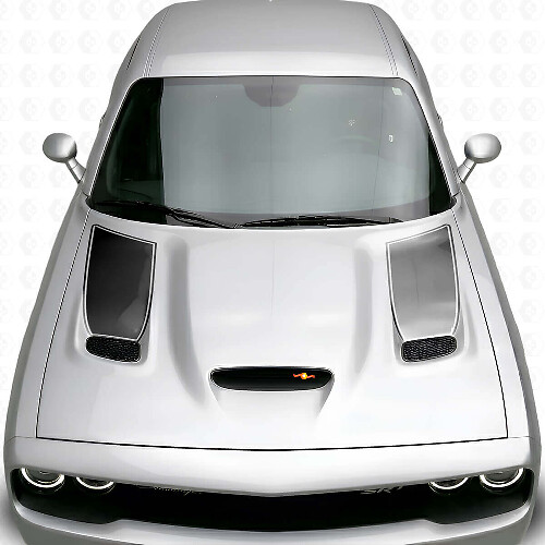 Blackout Outline Stripe Hood Vent Insert Vinyl Decal Kit for Dodge Challenger 2015+