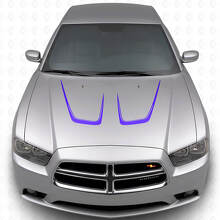 Twin Cambered Hood Stripes Vinyl Decal Kit 3 for Dodge Charger 2011-2014_2