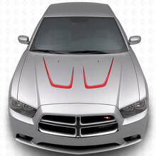 Twin Cambered Hood Stripes Vinyl Decal Kit 3 for Dodge Charger 2011-2014_3