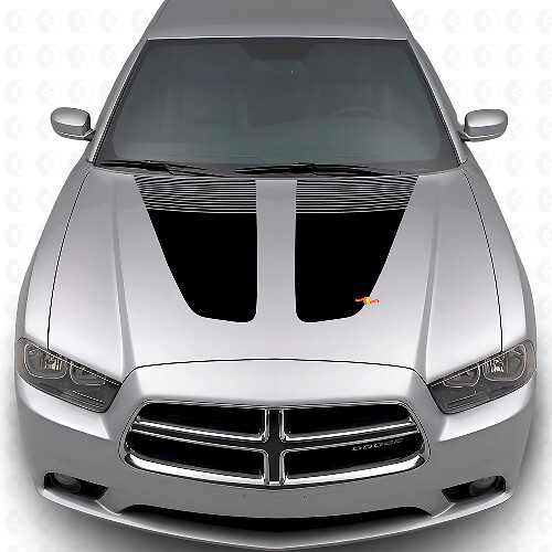 Double Hood Stripes Vinyl Decals For Dodge Charger 2011-2014