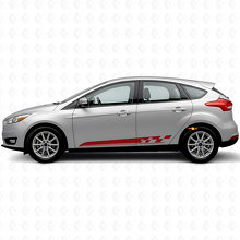 Checkered Side Stripes Vinyl Decal Kit For Musclecar Focus 2014-2018_4