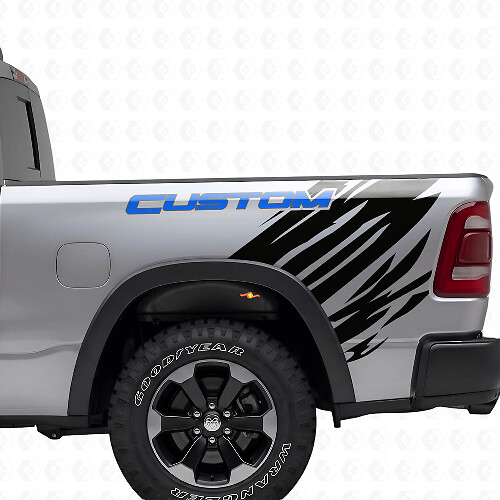 Custom Lettering Grunge Style Rear Side Vinyl Decal Kit for Dodge Ram