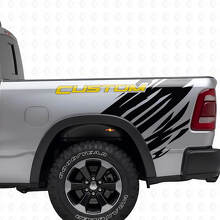Custom Lettering Grunge Style Rear Side Vinyl Decal Kit for Dodge Ram_5