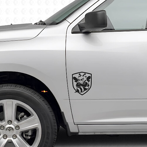 Grumpy Bee Shield Side Vinyl Decals Set for Dodge Ram 1500-3500