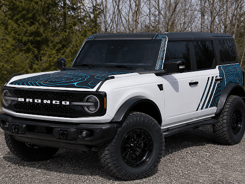 Full Kit Topographical Map Custom Side Door Decals Stickers 2 Colors for Musclecar horse