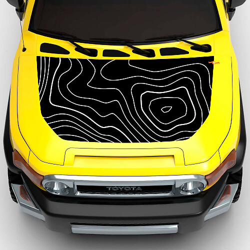 Topographic Map Hood and Side Vinyl Decal Kit For Toyota FJ Cruiser_1