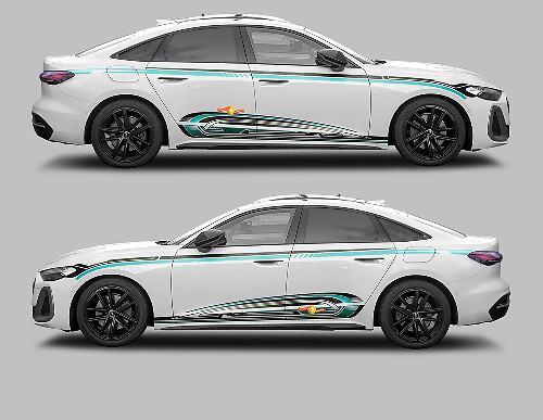 A5 Techno Style Side & Rocker Panel Stripes Vinyl Decal Kit for Audi A5