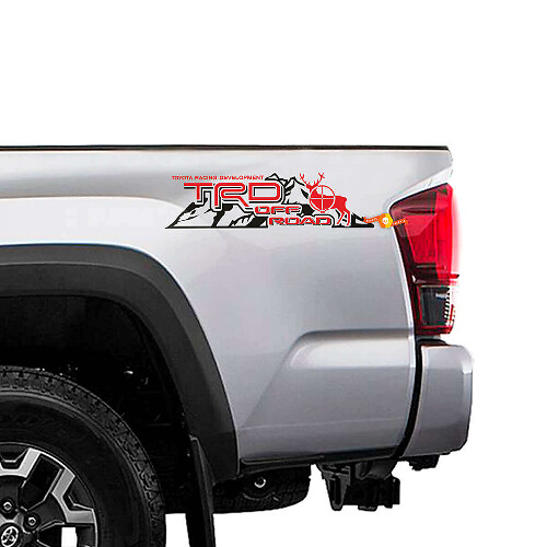 TRD Off Road Mountain Deer Bed Side Vinyl Decals Set for Toyota Trucks