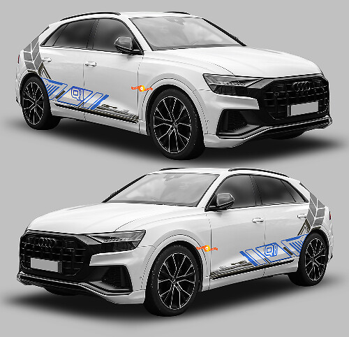 Techno Graphic Style Side Stripes Vinyl Decal Kit for Audi Q8