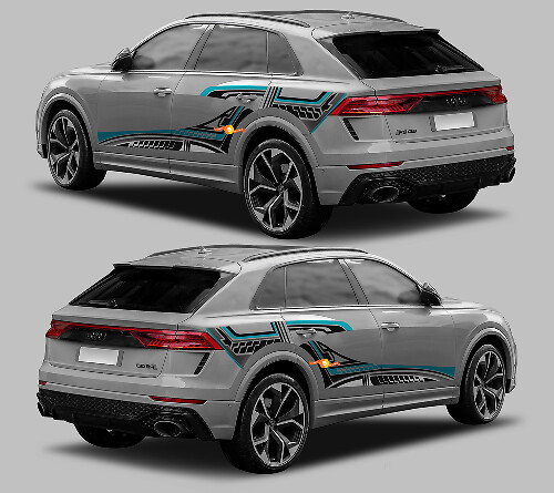 Abstract Graphic Style Side Stripes Vinyl Decal Kit for Audi RS Q8