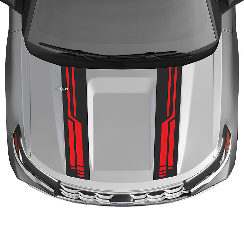 Double Techno Style Hood Stripes Vinyl Decal Kit for Ford Explorer ST 2020-26