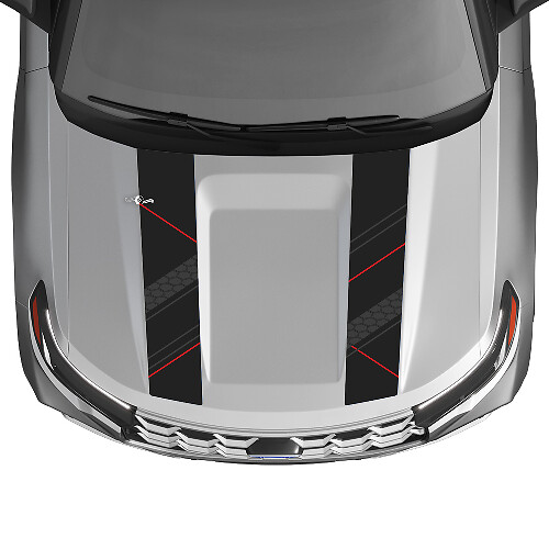 Dual Honeycomb Hood Stripes Vinyl Decal Kit for Ford Explorer ST 2020-26