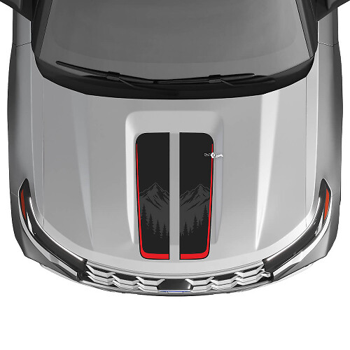 Dual Mountain Center Hood Stripes Vinyl Decal Kit for Ford Explorer ST 2020-26