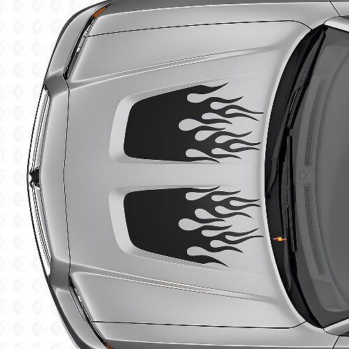 Flame Style Dual Hood Stripes Vinyl Decal Set for Dodge Charger_1