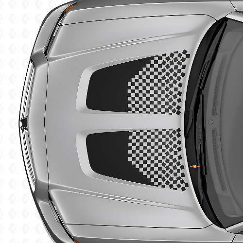 Dual Checkered Hood Stripes Vinyl Decal Set for Dodge Charger
