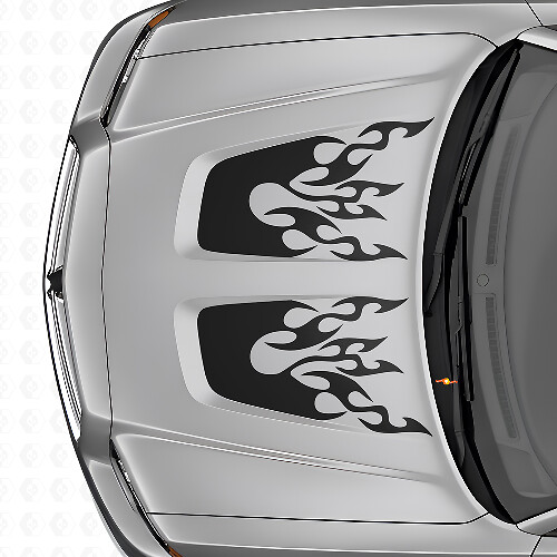 Flame Style Dual Hood Stripes Vinyl Decal Kit for Dodge Charger