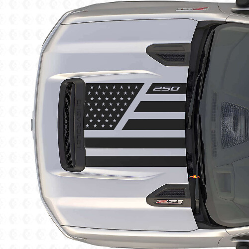 USA Flag Stars & Steel Style Hood Vinyl Decal for Chevrolet Silverado 2500 HD