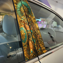Aztec Warrior Door Pillar Vinyl Decal Set_2