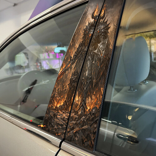 Demonic Knight Door Pillar Vinyl Decal Set