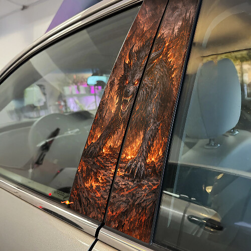 Demon Wolf Door Pillar Vinyl Decal Set