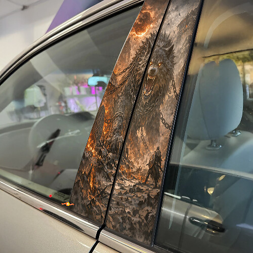 Fenrir Wolf Door Pillar Vinyl Decal Set