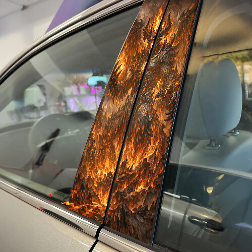 Fire Demon Door Pillar Vinyl Decal Set