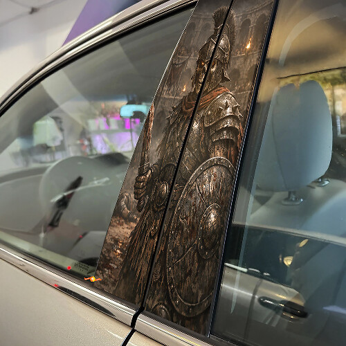 Skeleton Gladiator Door Pillar Vinyl Decal Set