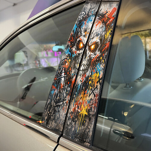 Graffiti Skull Door Pillar Vinyl Decal Set_1