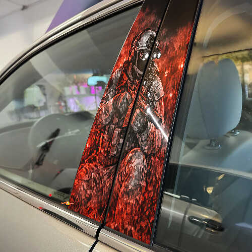 Night Ops Soldier Door Pillar Vinyl Decal Set