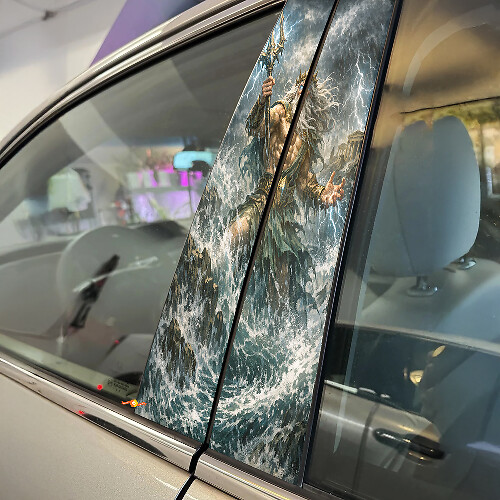 Poseidon God Rage Door Pillar Vinyl Decal Set