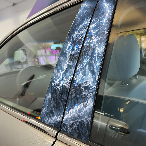 Storm Wolf Door Pillar Vinyl Decal Set