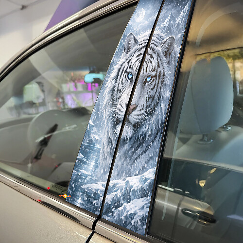 White Tiger Pillar Vinyl Decal Set