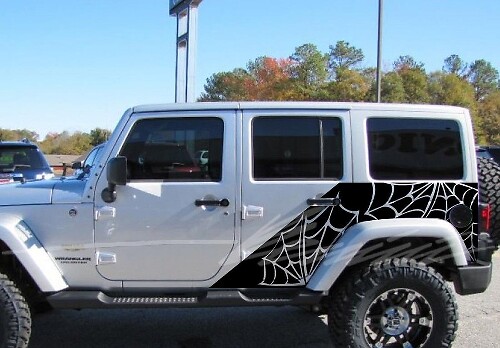 Spider Web Stripe Graphics Vinyl Decal Sticker for Jeep Wrangler 2 Door and Unlimited