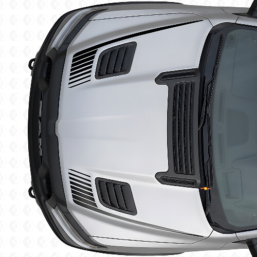 Hockey Stick Strobe Style Hood Vinyl Decal Set for Dodge Ram Sport 2019+_1